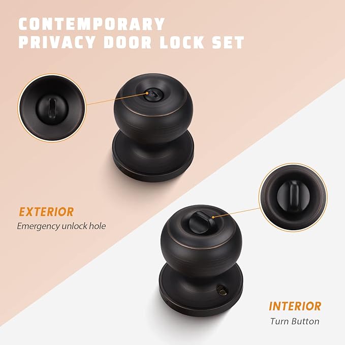 KNOBWELL 8 Pack Oil Rubbed Bronze Door Knobs - Image 2