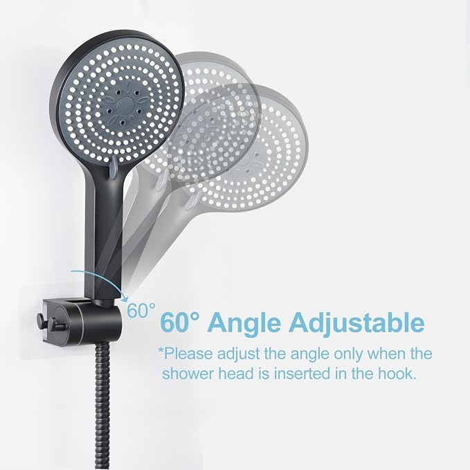 OFFO Shower Head Holder, Strong Adhesive Shower Hooks, 60° Adjustable - Image 4