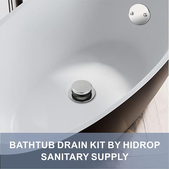 Chrome Tub Drain Tip-Toe Tub Trim Set Conversion Kit Assembly, Hidrop Bathtub - Image 2