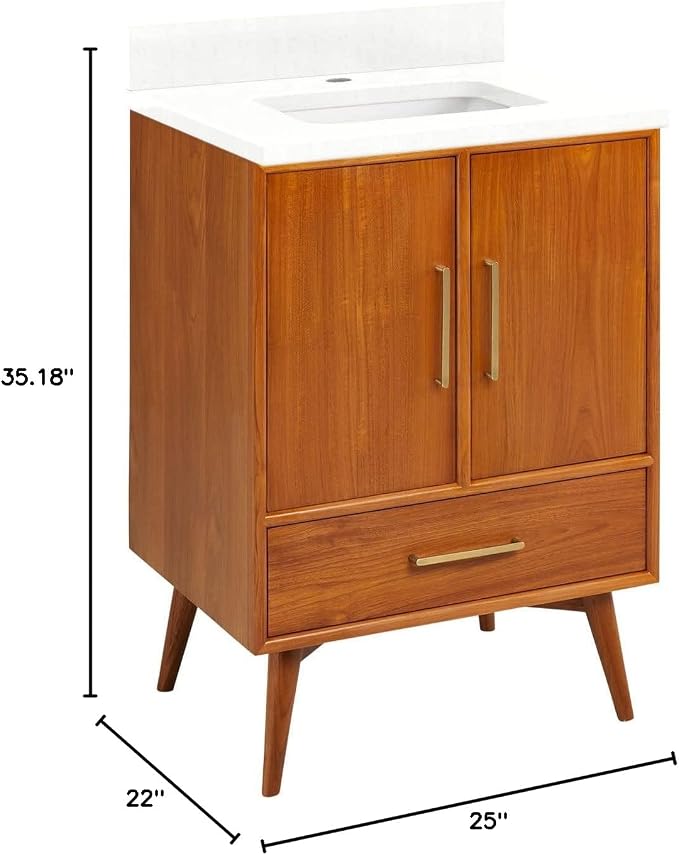 Signature Hardware 953363-24-RUMB-1 Novak 24" Freestanding Teak Single Basin - Image 2