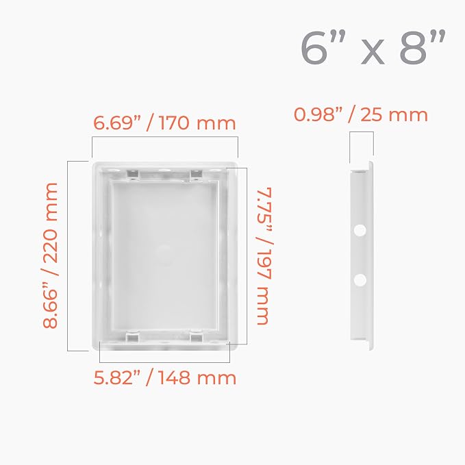 6 x 8 Inch White Rectangular ABS Plastic Plumbing Access Panel - Image 2