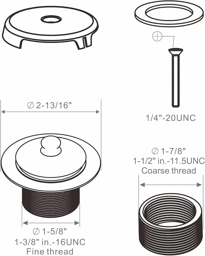 Black Bathtub Drain Conversion Kit Assembly - Image 5