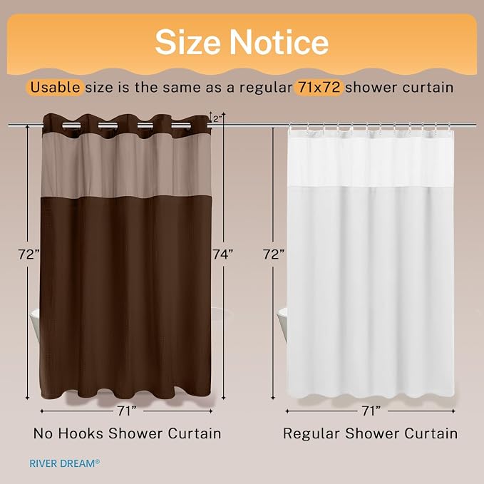 River Dream No Hooks Required Dotted Brown Shower Curtain - Image 7