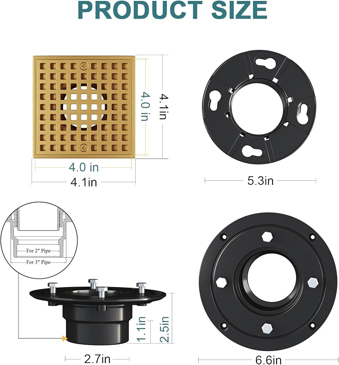Champagne Bronze Shower Drain 4-1/4 Inch - Image 6