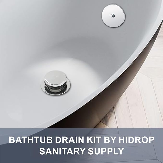 Chrome Bathtub Drain Tip-Toe Single Hole, Hidrop Tub Drain Trim Set Conversion - Image 2