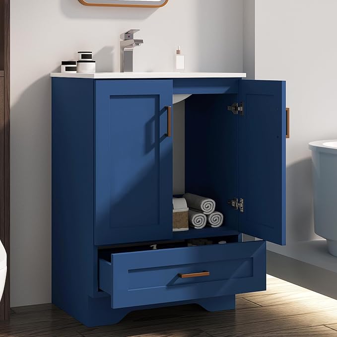 30 inch Bathroom Vanity with Sink, Modern White Vanity - Image 6