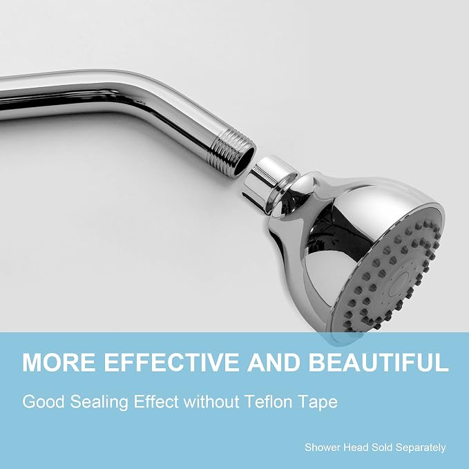 OFFO Shower Arm with Flange, 6 in Wall Mount Replacement Angle Shower Head Arm - Image 2
