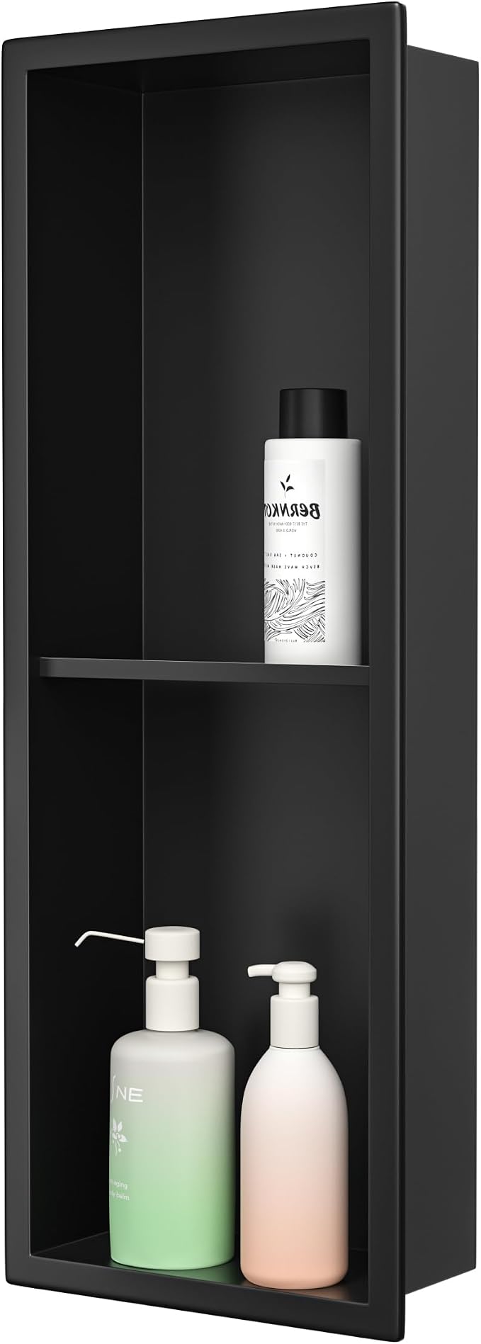 Stainless Steel Shower Niche Matte Black 8"×24" by Bernkot