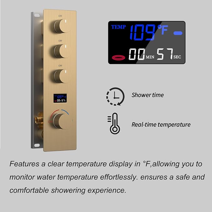 Digital Shower System Brushed Gold Shower Faucet Set - Image 6