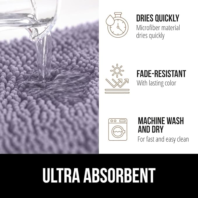 GORILLA GRIP Bathroom Rug Sets, Soft Chenille 2 Piece Area Rugs Set, Toilet - Image 5