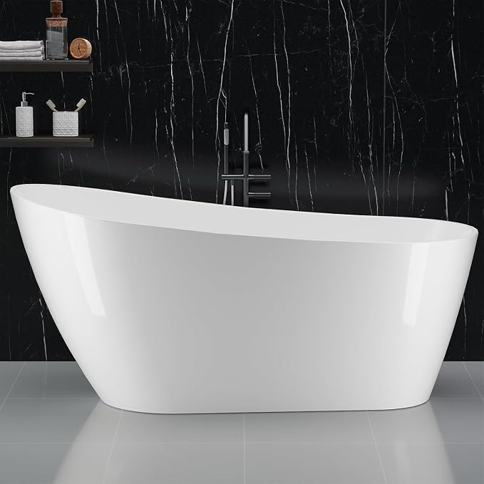 59" Acrylic Soaking Bathtub, Deep Modern Tub by Garvee