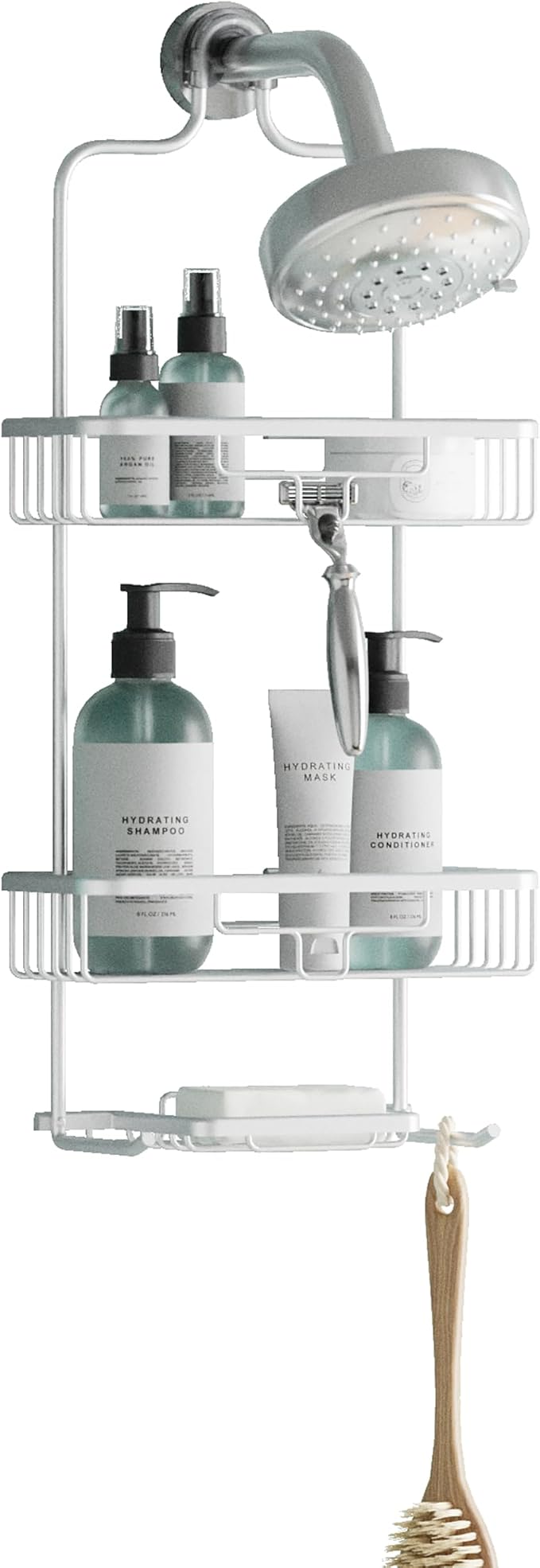Zenna Home Rustproof Hanging Shower Caddy, Over the Shower Head Caddy by ZennaHome