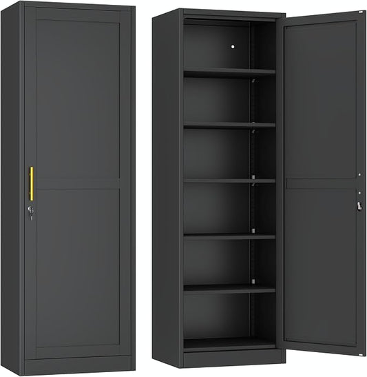 Metal Locker Tall Narrow Storage Cabinet, Gym Home Office, Entryway and Hallway by Ckzbx