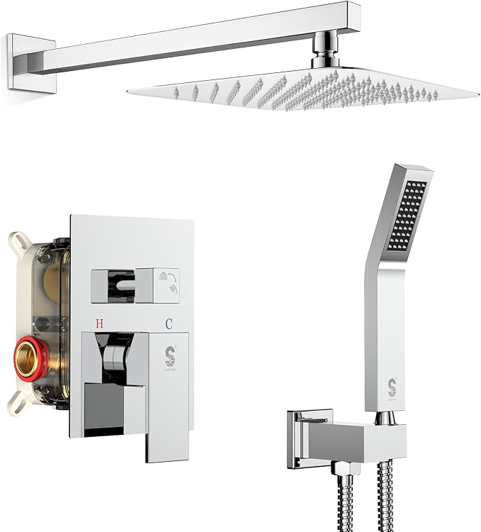 SR SUN RISE SRSH-F5043 Bathroom Luxury Rain Mixer Combo Set Wall Mounted by SRSUNRISE