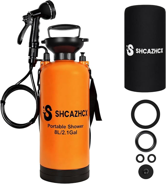 2.1 Gallon/8L Portable Shower, 10 Spray Modes, No Power Needed, Insulated by Unknown