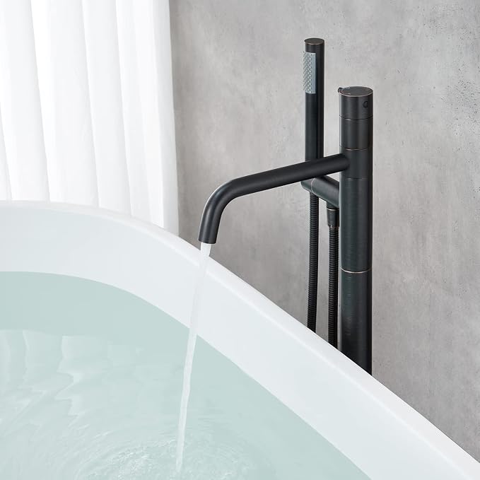 Freestanding Bathtub Faucet Floor Mount Tub Filler Oil Rubbed Bronze Brass - Image 6