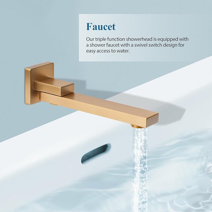 12 inch Square Shower Head and Handheld Set, Gasecoet Shower System - Image 6