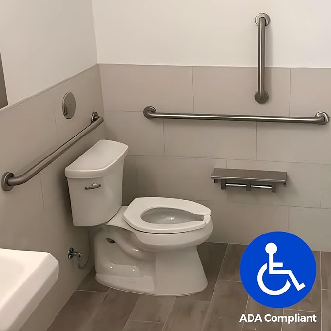 Grab Bar Bundle for ADA Compliance, Brushed Stainless Steel Grab Bar Set for - Image 4