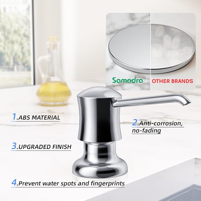 SAMODRA Built in Kitchen Sink Soap and Chrome Lotion Dispenser Built in Design - Image 4