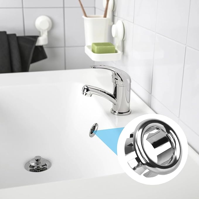 6pcs Sink Overflow Ring, Chrome Plated Bathroom Sink Overflow Trim Ring Cover - Image 6