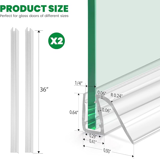 Bathroom Shower Glass Door Bottom Seal Strip - Image 2