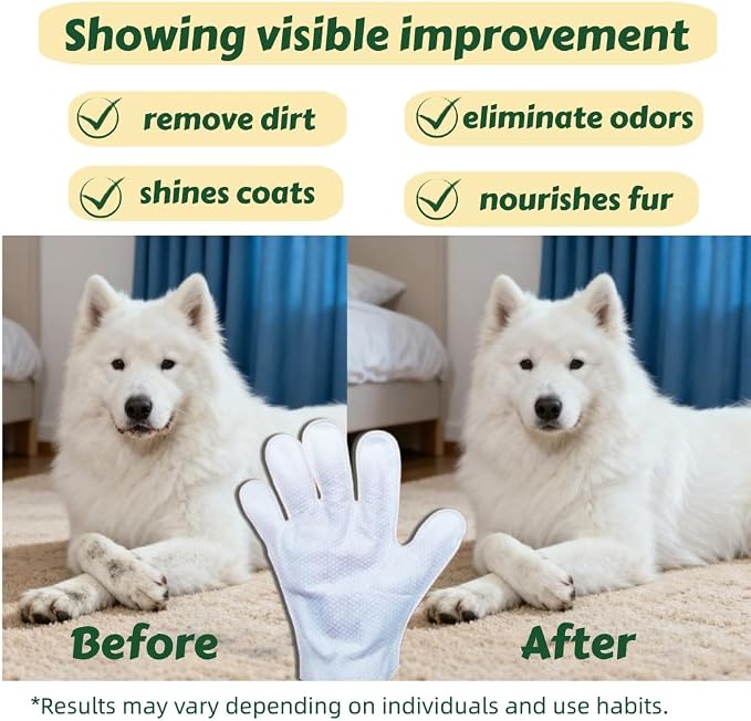 20-Pack Extra Thick Pet Cleaning Glove Wipes - Image 5