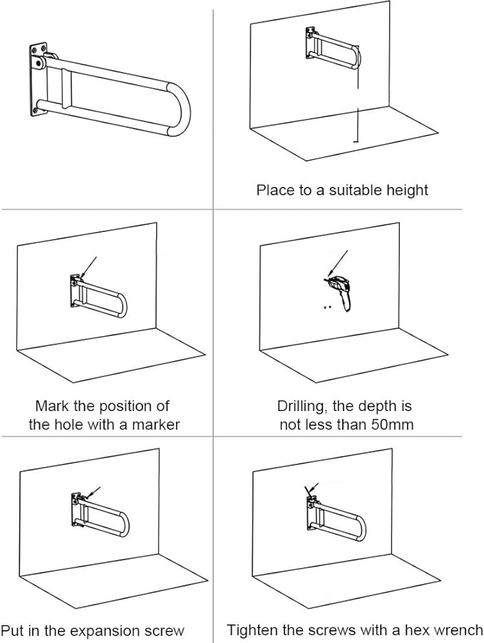 Handicap Grab Bars Rails 23.6 Inch Toilet Handrails Bathroom Safety Bar Hand - Image 7