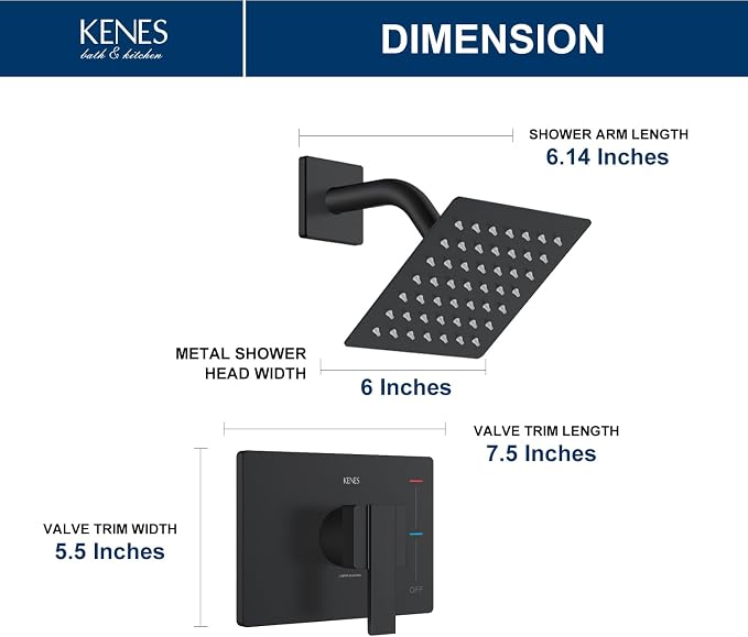 KENES Matte Black Shower Faucet - Image 6