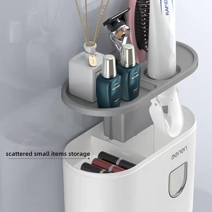 No-Drill Wall Mounted Toothbrush Holder, Bathroom Shelf, - Image 4