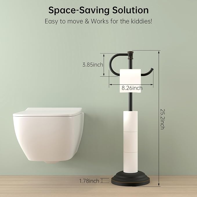 Hoimpro 25" Toilet Paper Holder Free Standing, Floor Bathroom Toilet Paper - Image 2