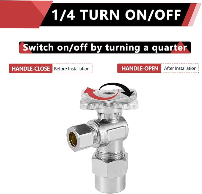 5-Pack EFIELD Angle Stop Valve 1/2" Nominal Compression x 3/8" OD - Image 3