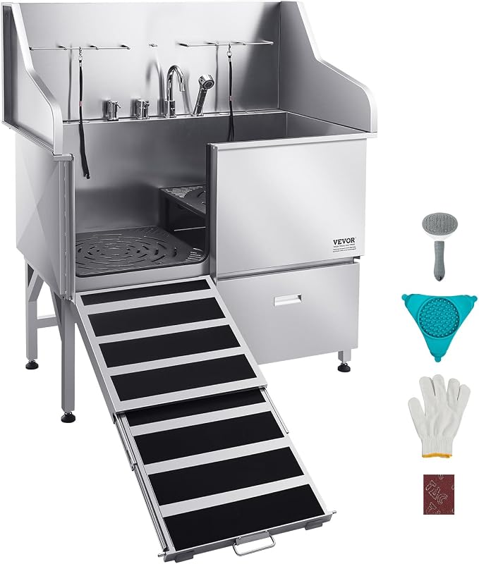 VEVOR Dog Bath Tub, Professional 50 Inch 304 Stainless Steel Dog Washing by VEVOR