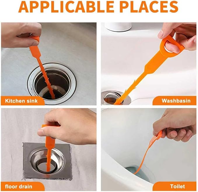 Drain Snake Drain Clog Remover Tool 4 Pack 20 Inch Flexible Hair Removal - Image 5