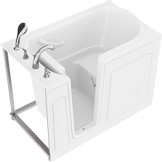 ANZZI Walk In Tub 53'' x 30'' Left Drain Soaking Bathtub in White Walk-In - Image 7