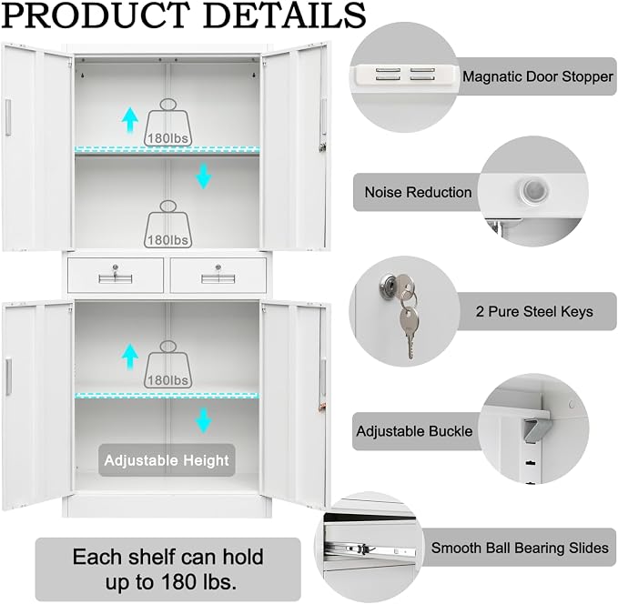 Metal Storage Cabinet, 71 Inch Tall Metal Storage Cabinet - Image 4