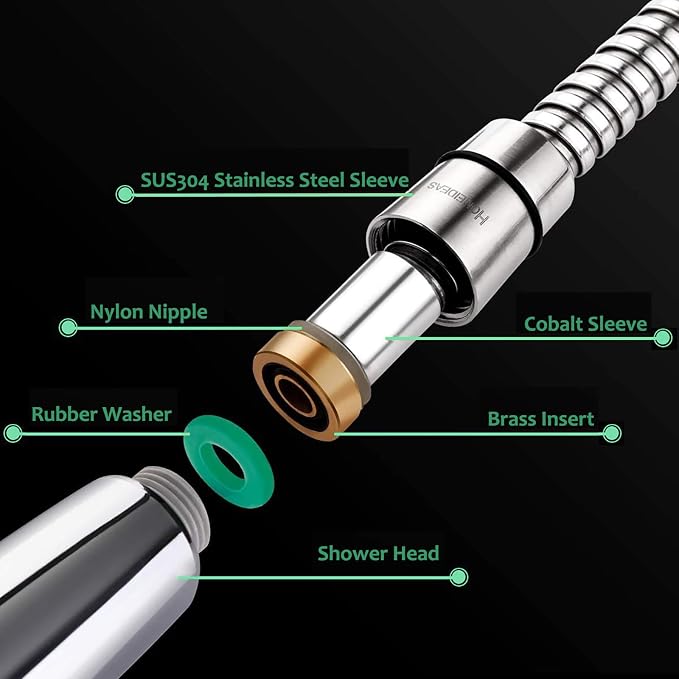 HOMEIDEAS 138 inches Shower Hose, 11.5 feet Extra Long 304 Stainless Steel - Image 2