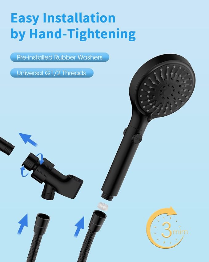 FASDUNT Shower Head with Handheld, High Pressure Handheld Shower Head with 80" - Image 6