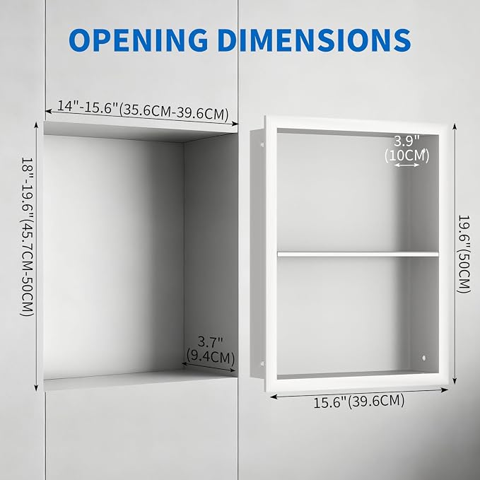 Stainless Steel Recessed Medicine Cabinet Bathroom Medicine Wall Niche Shower - Image 3