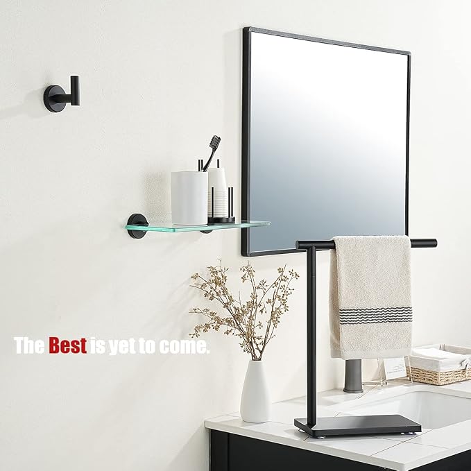 JQK Bathroom Glass Shelf Black, Tempered Glass Shower Storage 12 by 5 inches - Image 4