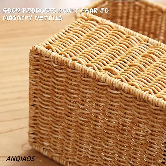 Small Plastic Rattan Baskets for organizing | Bathroom Basket | Wicker Storage - Image 6