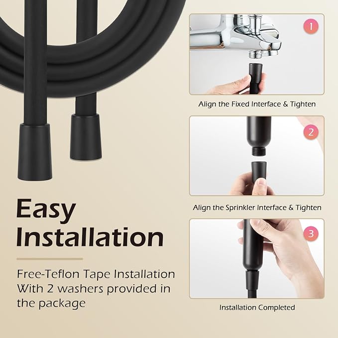 Shower hose, Ultra-Soft Silicone Shower Hose 59 Inches, Long Handheld Anti-Kink - Image 7