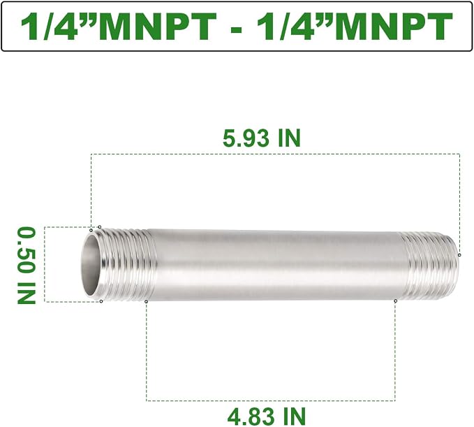 TAISHER 4PCS Stainless Steel Pipe Fittings, 1/4" NPT x 1/4" NPT Male Threaded - Image 2
