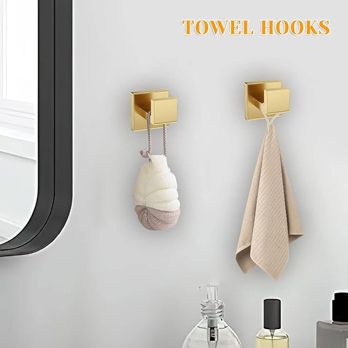 10 Pieces Brushed Gold Towel Bar Set Bathroom Hardware Accessories Set Upgraded - Image 5