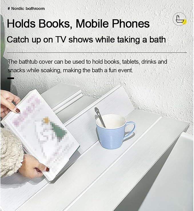 Adjustable Foldable Dust-Proof Bathtub Cover White, Waterproof Shutter Bathtub - Image 5