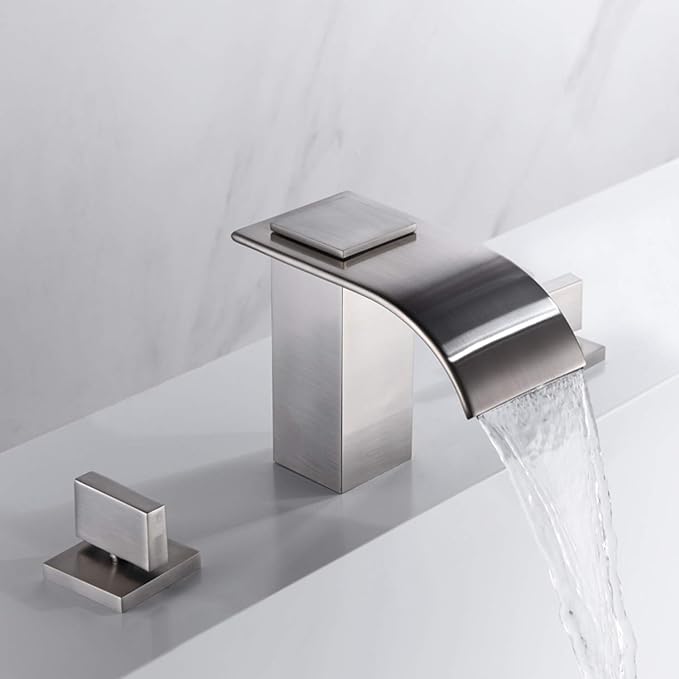 sumerain Roman Tub Faucet Brushed Nickel 3 Hole Widespread Bathtub Faucet - Image 4