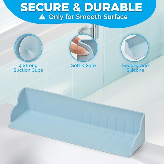 Bathtub Splash Guard, Silicone Bath Caddy Tray - Image 3