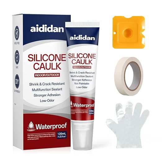 Silicone Caulk 4.23 Fl Oz for Kitchen & Bathroom by aididan