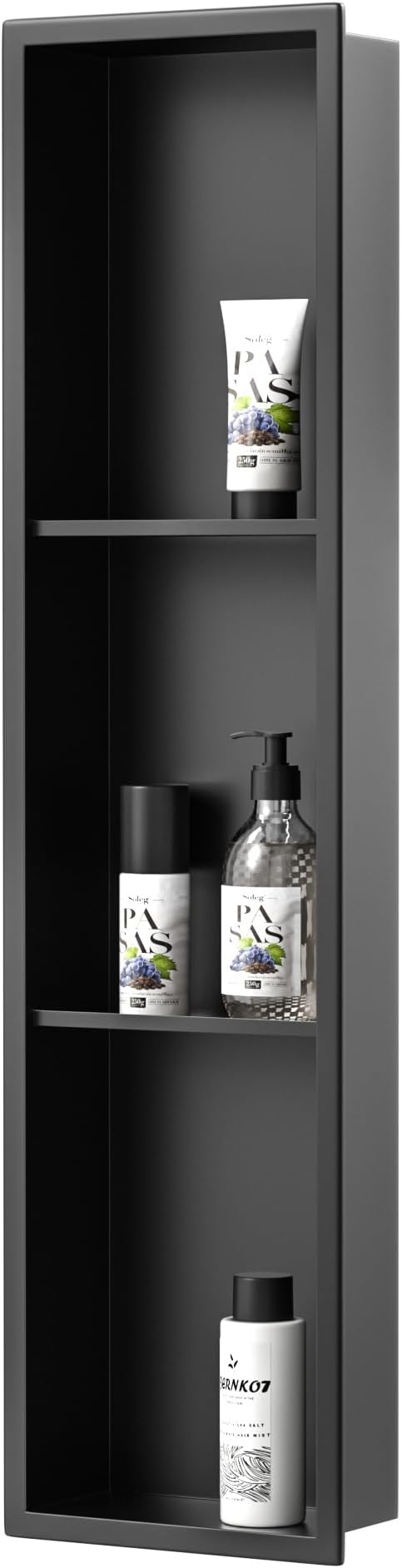 Stainless Steel Shower Niche 8"×36" Matte Black by Bernkot