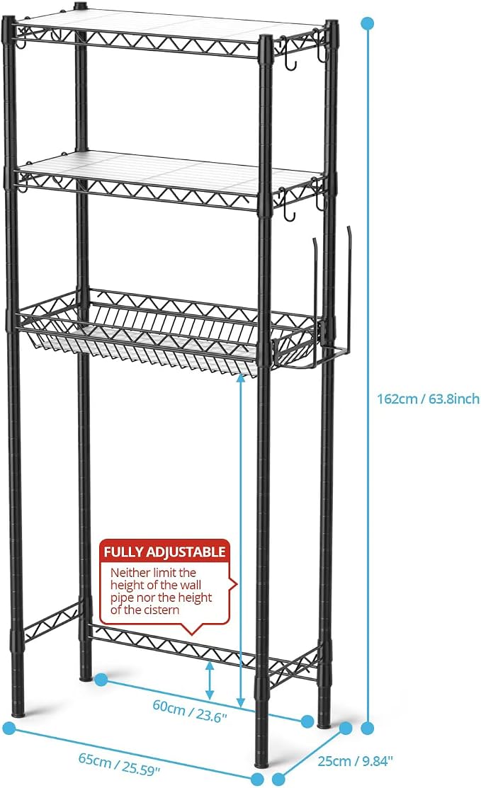 Over The Toilet Storage Shelf, Adjustable Bathroom Organizer - Image 3