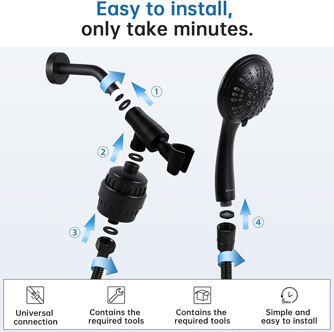 G-Promise Luxury Filtered Handheld Shower Head, 6 setting - Image 6